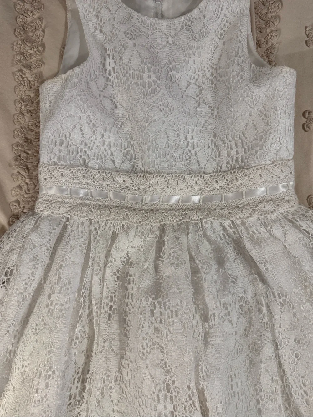 Us Angels White Lace Satin-Bow Formal Dress for Girls